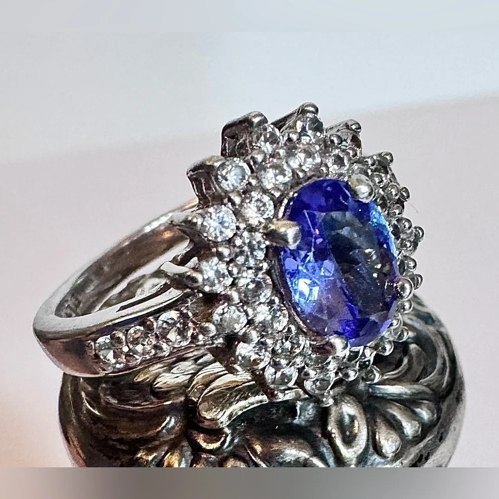 Tanzanite & Moissanite Sterling Silver Ring (7)